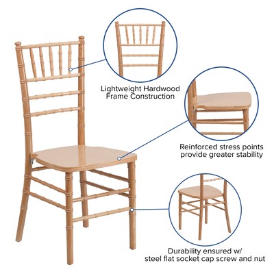 Flash Furniture HERCULES Series Wood Chiavari Chair, Natural, 2 Pack (2XSNATURAL)