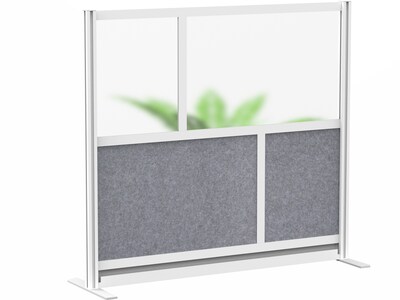 Luxor Modular Room Divider Starter Wall, 48H x 53W, Gray PET/Frosted Acrylic (MW-5348-FCG)