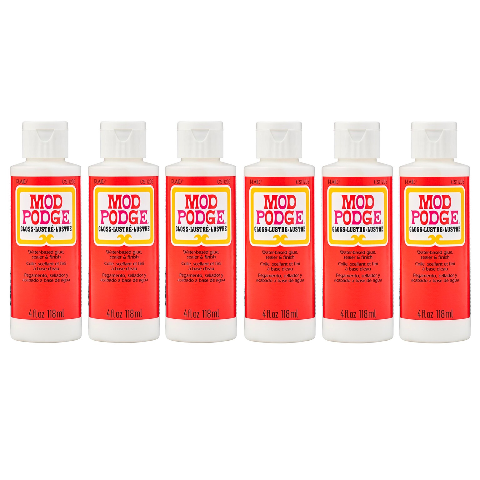 Mod Podge Decoupage Glue, Gloss, 4oz., 6/Pack (MODCS11205-6)
