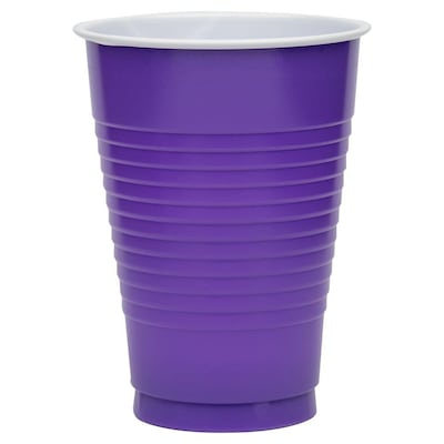 JAM Paper Plastic Party Cups, 12 oz, Purple, 20/Pack (2255520707)