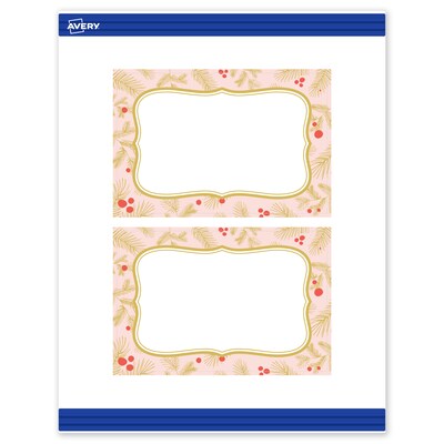 Avery Gold-Pink Berries Matte Blank Card, White, 20/Pack (S00-FGK)