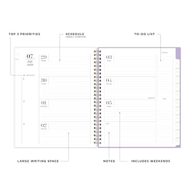2026-2027 Blue Sky Sincerely Jules Becca Purple 7 x 9 Academic Year Weekly & Monthly Planner, Plastic Cover (159086)