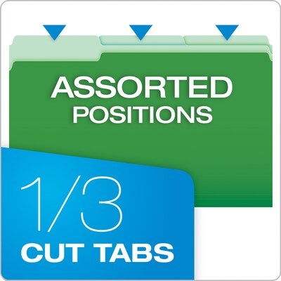 Pendaflex Recycled File Folder, 1/3-Cut Tab, Legal Size, Green, 100/Box (43501/3BGR)