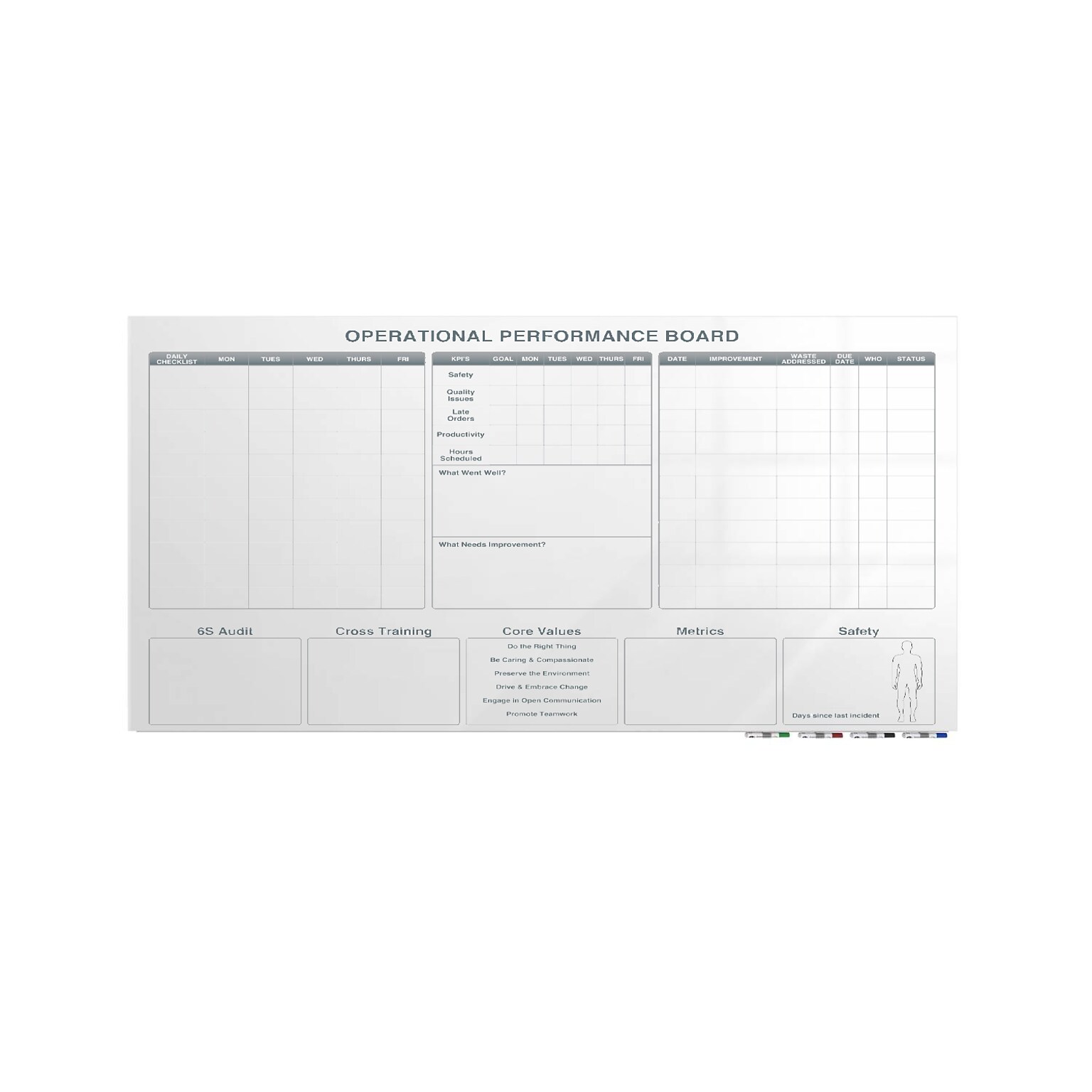 Ghent Manufacturing Aria Low Profile Glassboard, Operational Performance, Non-Magnetic, 4H x 6W (GRPARIASN03Z-46)