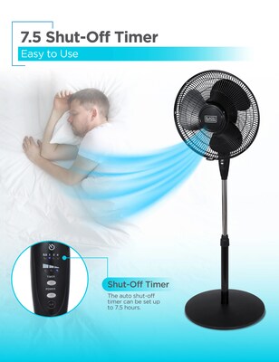 Black & Decker 16" Oscillating Pedestal Fan, 3-Speed, Black (BFSR16B)