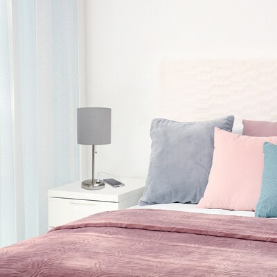 Creekwood Home Oslo 19.50" LED Table Lamp with USB Port, Brushed Steel/Gray (CWT-2012-GY)