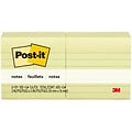 Post-it Sticky Notes, 3 x 3 in., 6 Pads, 100 Sheets/Pad, Lined, The Original Post-it Note, Canary Ye