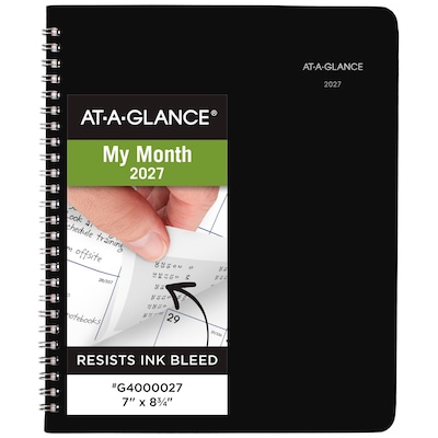 2027 AT-A-GLANCE DayMinder 7 x 8.75 Monthly Planner, Faux Leather Cover, Black (G400-00-27)