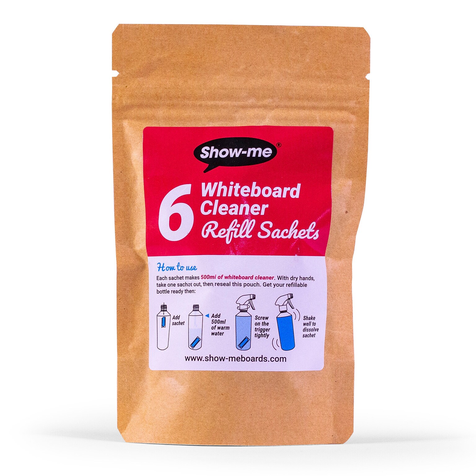 Show-me Refillable Dry Erase Board Cleaner Sachets, 6/Pack (EPTWCE500R6)
