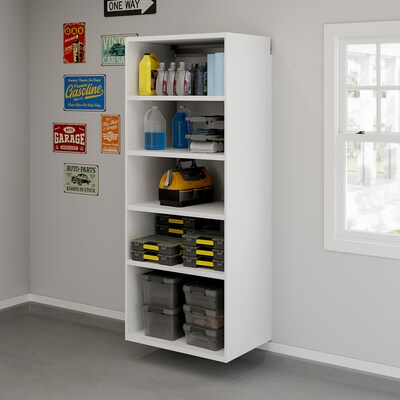 Sauder GarageCore 83H Wall Cabinet with 5 Shelves, White (441365)
