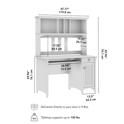 Bush Furniture Salinas 48"W Small Computer Desk with Hutch, Cape Cod Gray (MY72308-03)