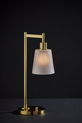 Adesso Gio Incandescent Desk Lamp, 22"H, Antique Brass/White (3302-21)