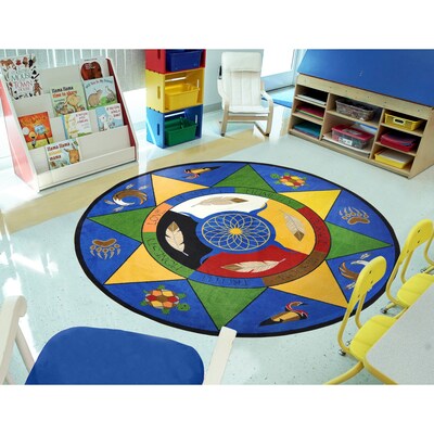 Joy Carpets Spirit of Truth Nylon 7'7" Round Machine Tufted Rug, Multicolored (1554E)