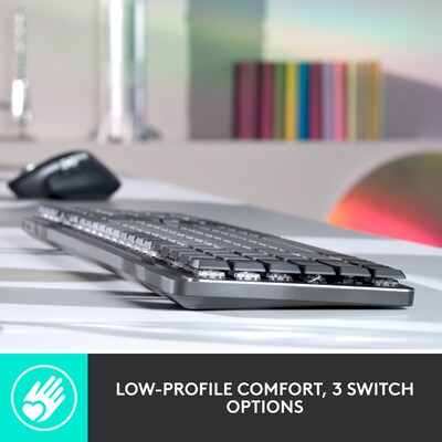 Logitech MX Mechanical Tactile Quiet Wireless Ergonomic Keyboard, Graphite (920-010547)