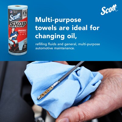 Scott Shop Towels Original, 9.4" x 11", Blue, 55 Sheets/Roll, 30 Rolls/Carton (75130)