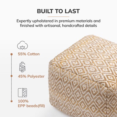 Anji Mountain Cherokee Mustard Ivory Fabric Rectangular Pouf Ottoman (AMBPF155-2014)