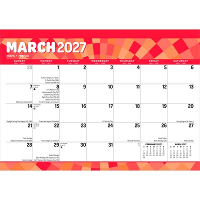 2027 BrownTrout Large Print 17 x 12 Monthly Desk Pad Calendar, Assorted Colors (9798330709298)
