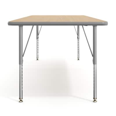 Flash Furniture Wren Rectangular Activity Table, 72" x 30", Height Adjustable, Light Natural Top/Silver Frame (XUA3072RECLNTP)