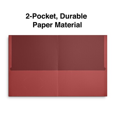 Quill Brand® 2-Pocket Folders, Red, 25/Box (712558)