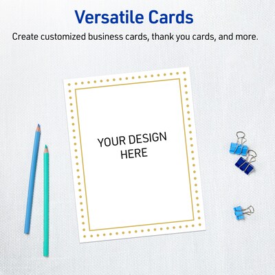 Avery Gold Border with Gold Dots Matte Blank Card, White, 10/Pack (S00-DPE)