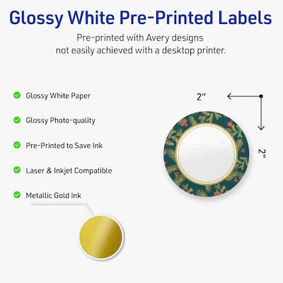 Avery Circle Multipurpose Labels, 2 Dia., White, 120/Pack (19479370495)