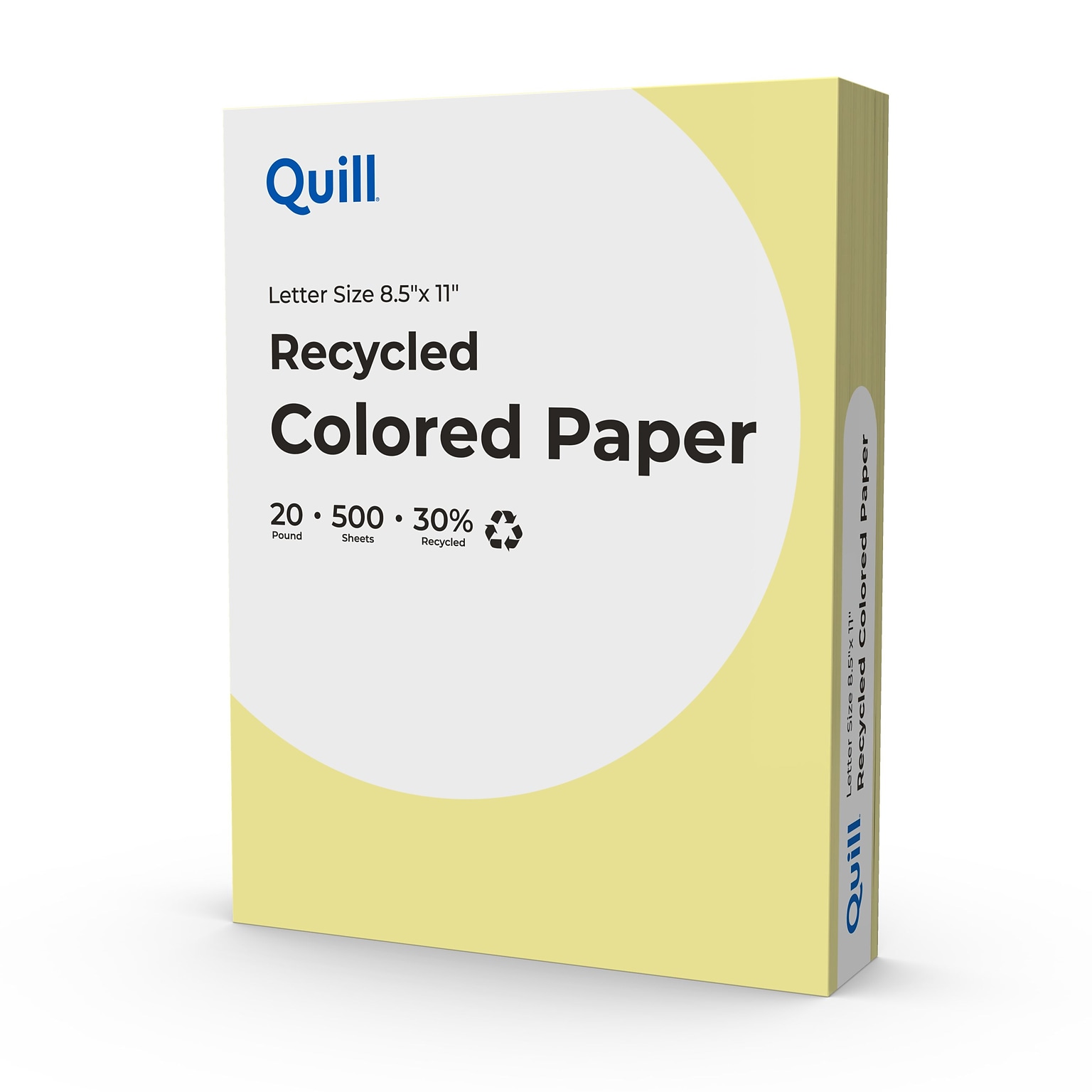 Quill Brand® 30% Recycled Colored Multipurpose Paper, 20 lbs., 8.5 x 11, Canary Yellow, 500 sheets/Ream