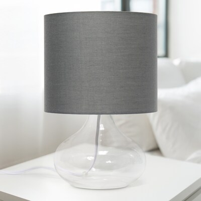 Creekwood Home Modern Glass 13.75" LED Table Lamp, Clear/Gray (CWT-1014-CG)