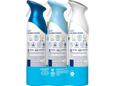 Febreze Air Freshener Aerosol, Crisp Clean, Linen & Sky, Ocean Scents, 8.8 oz., 3/Pack (10677)
