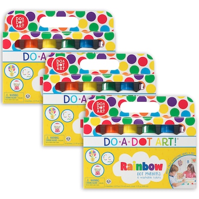 Do-A-Dot Art! Washable Dot Markers, Broad Tip, Assorted Colors, 6/Pack, 3 Packs/Bundle (DAD103-1)