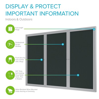 Ghent Vinyl Bulletin Board, Aluminum Frame, 3 x 6 (PA33672VX-183)