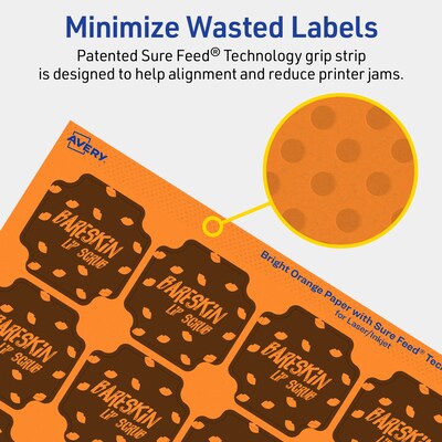 Avery Decorative Edge Multipurpose Labels, 1-5/8" x 1-5/8", Bright Orange, 200/Pack (94110)