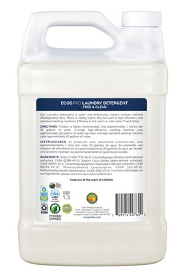 ECOS PRO Free & Clear HE Liquid Laundry Detergent, 128 Loads, 128 oz., 4/Carton (PL9764/04)