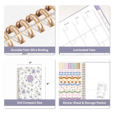 2027 Blue Sky Sincerely Jules 5" x 8" Weekly & Monthly Planner, Purple/White (164244)
