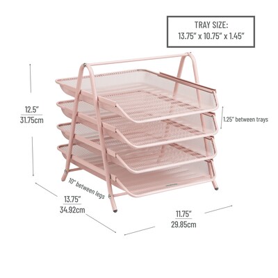 Mind Reader Metal Mesh Front Loading Letter Tray, Letter/Legal Size, Pink (4TPAPER-PNK)