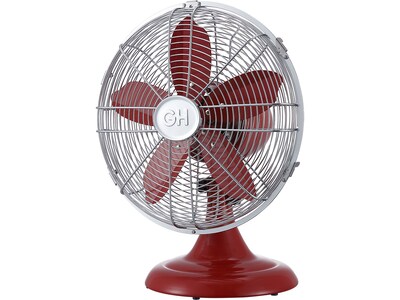 Good Housekeeping 12" Oscillating Desk Fan, 3-Speed, Red/Silver (92611)