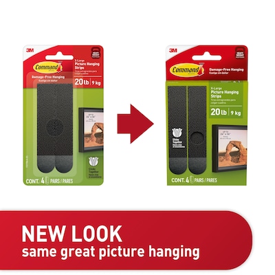 Command Damage Free Extra Large Hanging Strip, 20 lbs., Black, 4/Pack (17217BLK-ES)