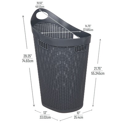 Mind Reader 15.85-Gallon Rolling Laundry Hamper, Plastic, Gray (60HWHEEL-GRY)