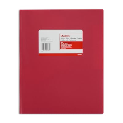 Staples® 2-Pocket Portfolio with Fastener, Red (55473)