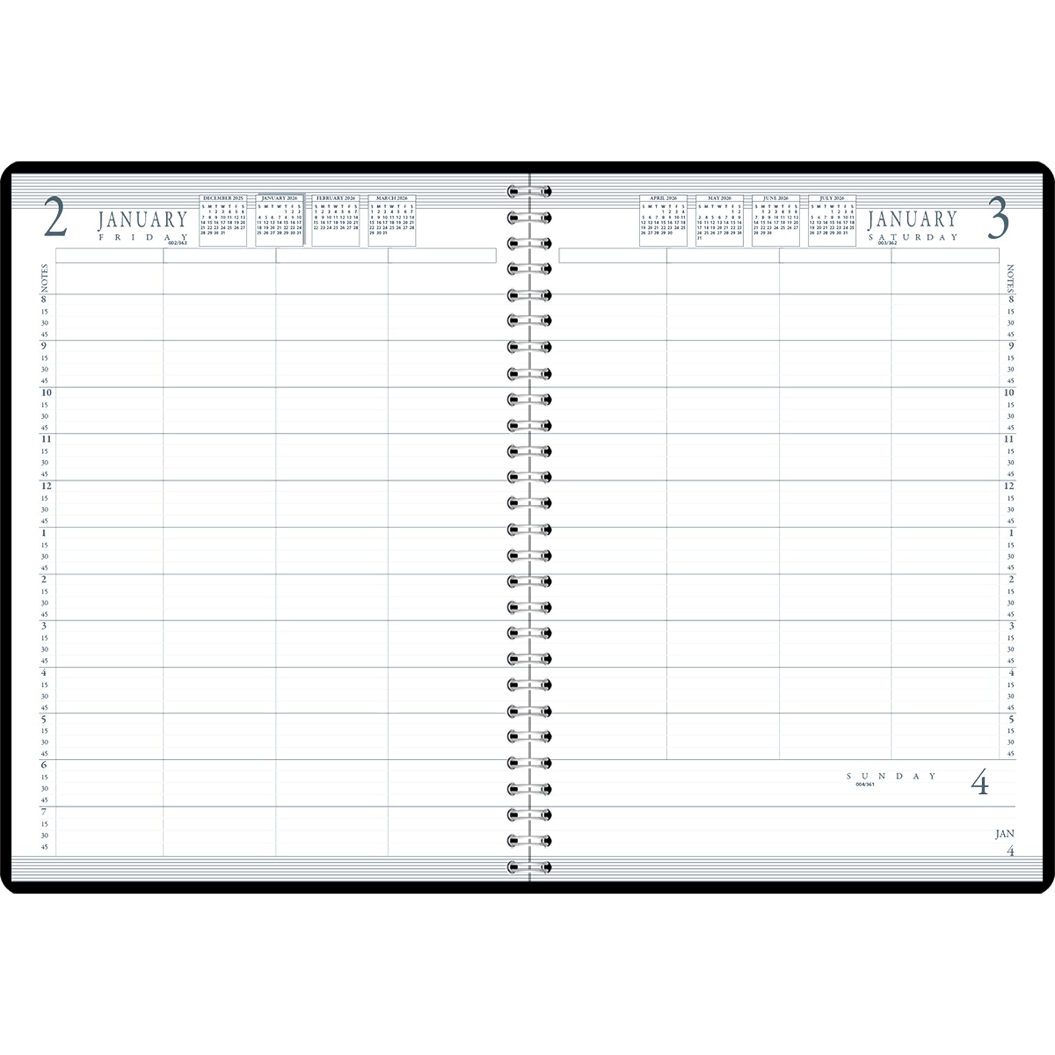 2026 House of Doolittle 8.5 x 11 Calendar Year Daily Appointment Book, Faux Leather Cover, Black (28202-26)
