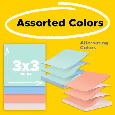 Post-it Pop-up Notes, 3 x 3, Beachside Café Collection, 90 Sheet/Pad, 12 Pads/Pack (R330UALT)