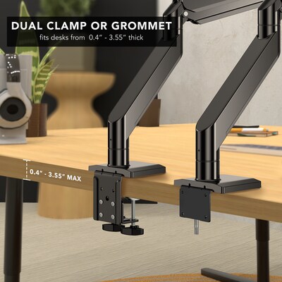 Mount-It! Adjustable Single Monitor Desk Mount with Gas Spring Arm, Up to 57" Monitor, Black (MI-4891)