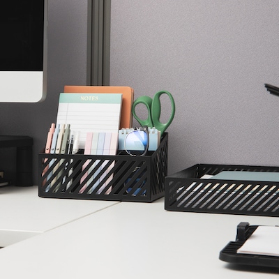 Mind Reader 5-Compartment Metal Desk Organizer, Black (MOSORG-BLK)