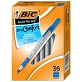 BIC Round Stic Grip Xtra Comfort Ballpoint Pen, Medium Point, Blue Ink, 36/pack (GSMG361BLU)