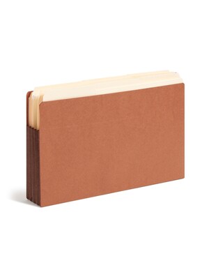 Smead Extra Wide Recycled Reinforced File Pocket, 3 Expansion, Legal Size, Dark Brown/Redrope, 10/B