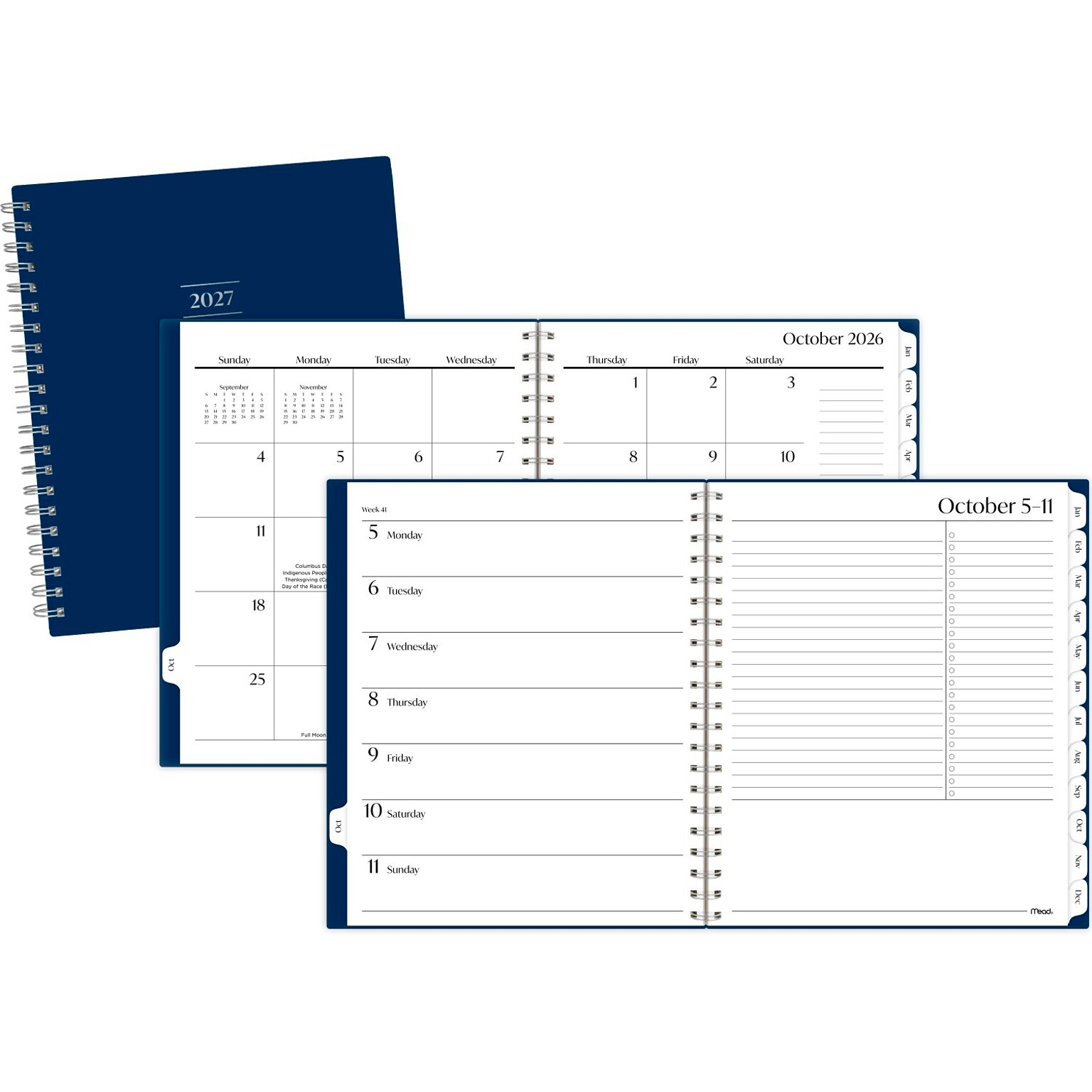 2027 Mead Essentials 9 x 11 Calendar Year Weekly & Monthly Planner, Plastic Cover, Navy (CRW630G2027)