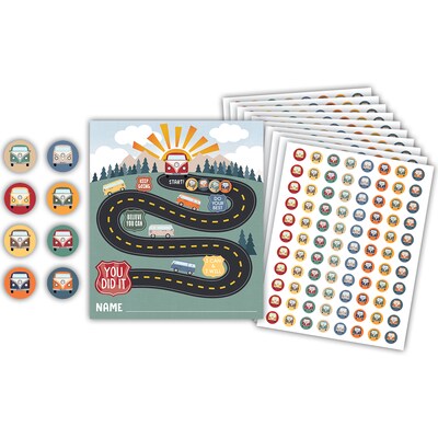 Teacher Created Resources Moving Mountains Road Trip Reward Trackers with Stickers, 5.25 x 6, 3/Pa