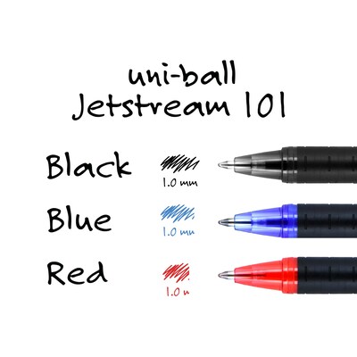 uni Jetstream 101 Ballpoint Pens, Medium Point, 1.0mm, Black Ink, Dozen (1768011)