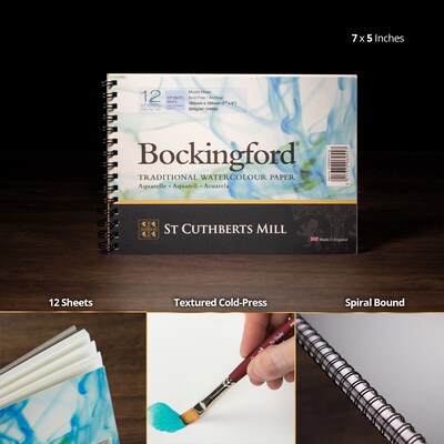 St Cuthberts Mill Bockingford 7" x 5" Spiral Bound Watercolor Sketch Pad, 12 Sheets/Pad, 3/Bundle (STCT47030001011A-3)