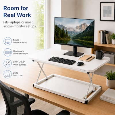 Uncaged Ergonomics CHANGEdesk 27.5"W Mini Desktop Standing Desk Converter, White (CDMM-W)