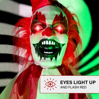 Haunted Hill Farm Lifesize Animatronic Clown Holding Knife (HHCLOWN-36FLSA)